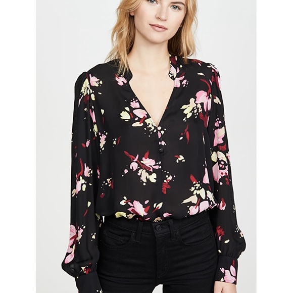 A.L.C. Tops - A.L.C. Floral L/S Rivera Top  Blk/Pink SZ 0 Retail $395